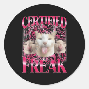 Gecertificeerde Freak Eat Cement Vervloekte Kat Gr Ronde Sticker