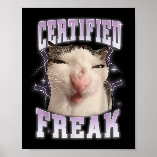 Gecertificeerde freak eet cement vervloekte kat gr poster (Voorkant)