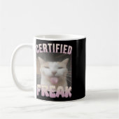 Gecertificeerde Freak Funny Cat Meme Koffiemok (Links)