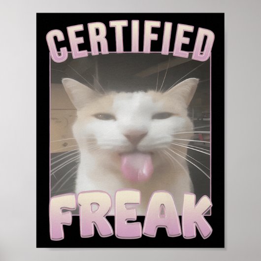Gecertificeerde Freak Funny Cat Meme Poster (Voorkant)
