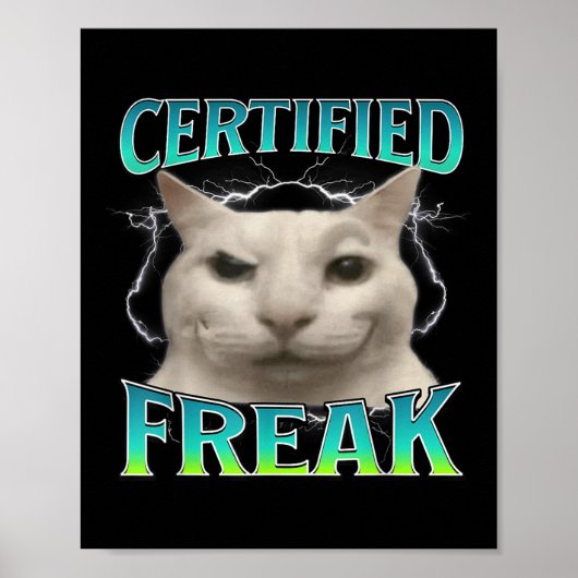 Gecertificeerde Freak Funny Cat Meme Vervloekt Gek Poster (Voorkant)