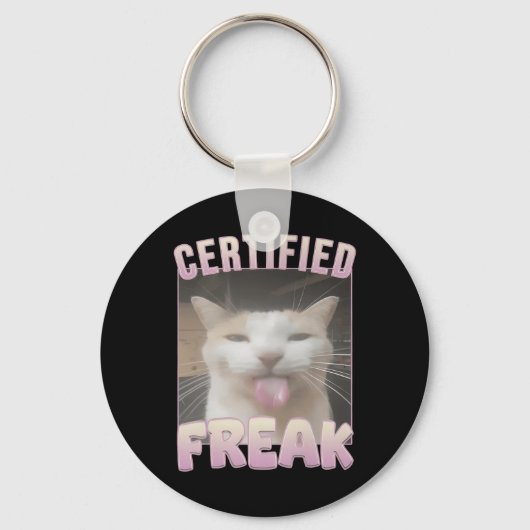 Gecertificeerde Freak Grappige Kat Meme  Sleutelhanger (Voorkant)