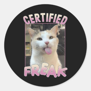 Gecertificeerde Freak Schattigee Cat Meme Lovers F Ronde Sticker