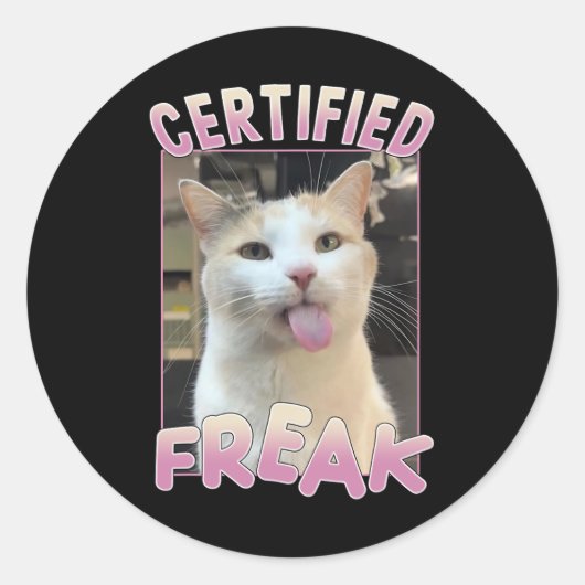 Gecertificeerde Freak Schattigee Cat Meme Lovers F Ronde Sticker (Voorkant)