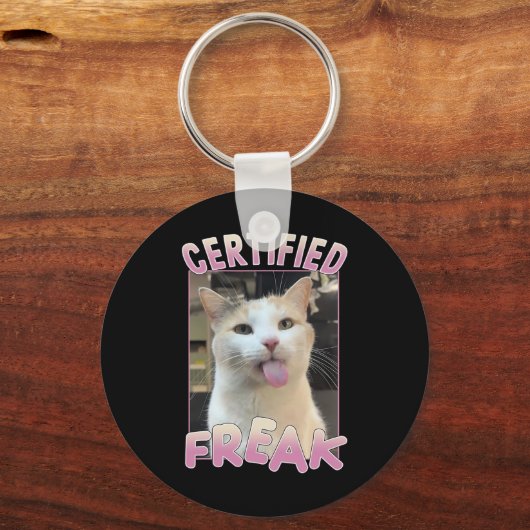 Gecertificeerde Freak Schattigee Cat Meme Lovers F Sleutelhanger (Voorkant)