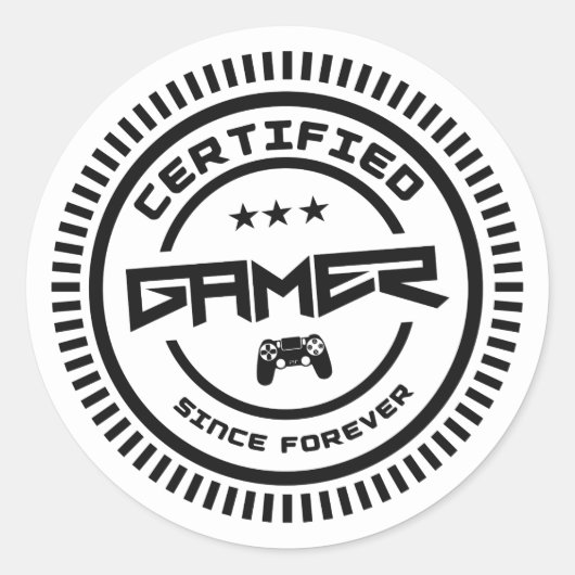 Gecertificeerde gamer-stickers ronde sticker (Voorkant)