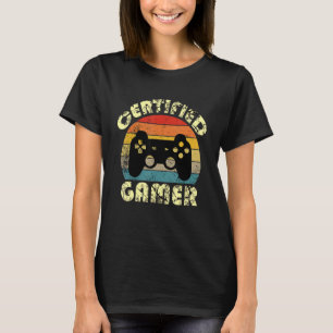 Gecertificeerde gamerretro Funny Video Games Gamin T-shirt