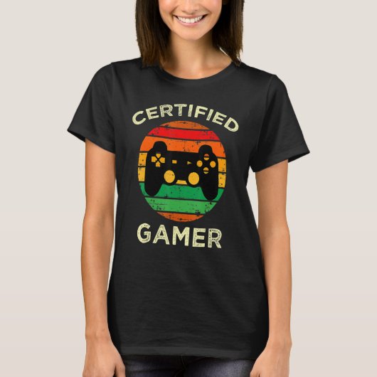 Gecertificeerde gamerretro Funny Video Games voor  T-shirt (Voorkant)