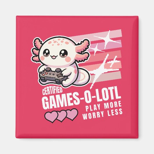 Gecertificeerde Games-o-Lotl Schattigee Axolotl Ga Magneet (Voorkant)