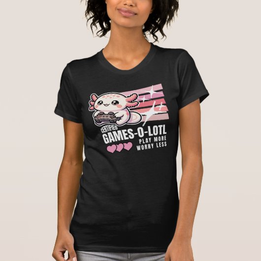 Gecertificeerde Games-o-Lotl Schattigee Axolotl Ga T-shirt (Voorkant)