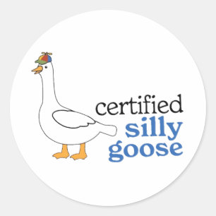 Gecertificeerde Gekke gans met Schattig propeller Ronde Sticker