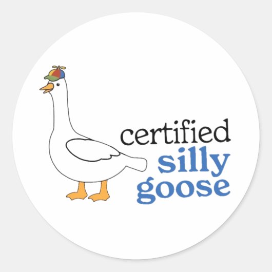 Gecertificeerde Gekke gans met Schattig propeller Ronde Sticker (Voorkant)