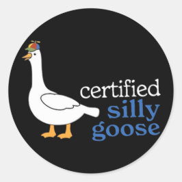 Gecertificeerde Gekke gans met Schattig propeller  Ronde Sticker