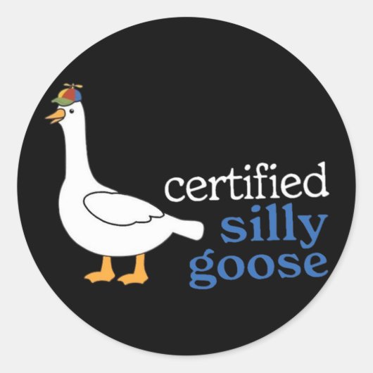 Gecertificeerde Gekke gans met Schattig propeller  Ronde Sticker (Voorkant)