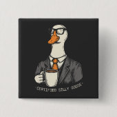 Gecertificeerde gekke gans vierkante button 5,1 cm (Voorkant)