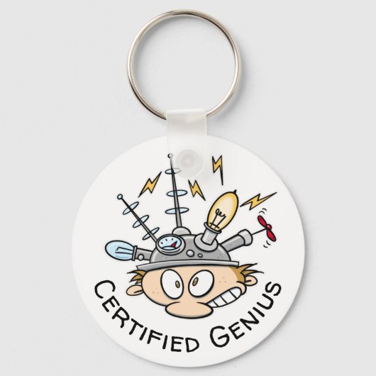 Gecertificeerde Genius Thinking Pet Funny Cartoon Sleutelhanger (Voorkant)