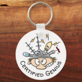 Gecertificeerde Genius Thinking Pet Funny Cartoon Sleutelhanger (Voorkant)