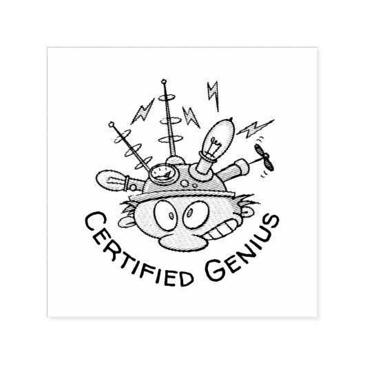 Gecertificeerde Genius Thinking Pet Funny Cartoon Zelfinktende Stempel (Design)