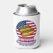 Gecertificeerde Hotdogologist Amerikaanse vlag Hot Blikjeskoeler (Blikje Voorkant)