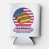 Gecertificeerde Hotdogologist Amerikaanse vlag Hot Blikjeskoeler (Voorkant)