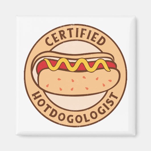 Gecertificeerde Hotdogoloog Funny Hot Hondenliefhe Magneet (Voorkant)