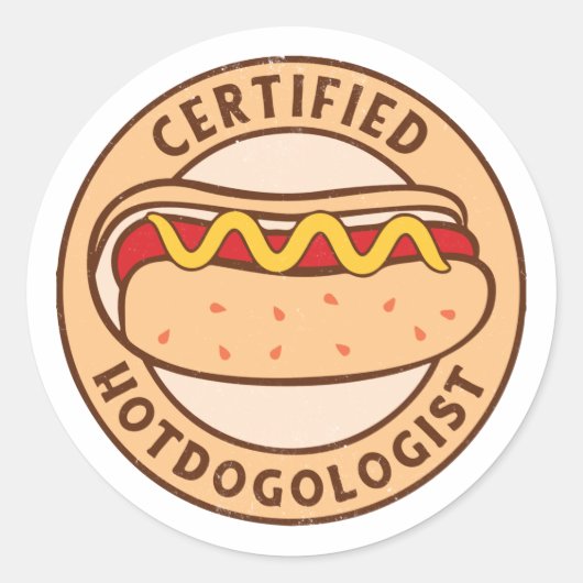 Gecertificeerde Hotdogoloog Funny Hot Hondenliefhe Ronde Sticker (Voorkant)