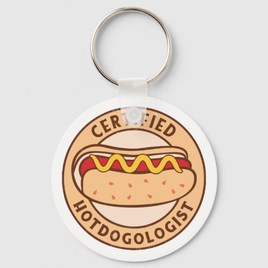 Gecertificeerde Hotdogoloog Funny Hot Hondenliefhe Sleutelhanger (Voorkant)