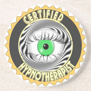 GECERTIFICEERDE HYPNOTHERAPIST LOGO ZANDSTEEN ONDERZETTER