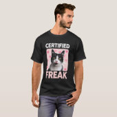 Gecertificeerde Kat Vrijer Fun Kitten Roze Harten T-shirt (Voorkant volledig)