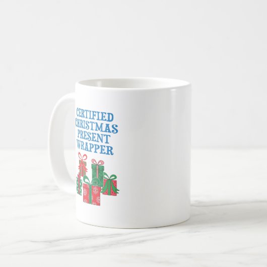 Gecertificeerde kerstcadeauwrapper koffiemok (Voorkant links)