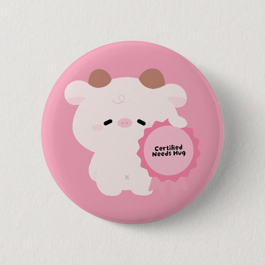 Gecertificeerde Koe Die Knuffel Nodig Heeft Ronde Button 5,7 Cm (Voorkant)