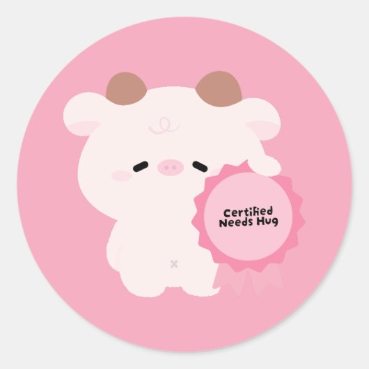 Gecertificeerde Koe Die Knuffel Nodig Heeft Ronde Sticker (Voorkant)