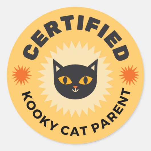 GECERTIFICEERDE KOOKY CAT-OUDERS RONDE STICKER (Voorkant)