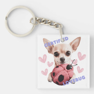 Gecertificeerde Lovebug - Chihuahua Button Sleutelhanger