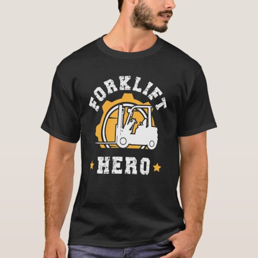 Gecertificeerde Mannen vorklift Hero Forklifting O T-shirt (Voorkant)