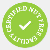 Gecertificeerde Notenvrije Faciliteit – Groen Alle Ronde Sticker (Voorkant)