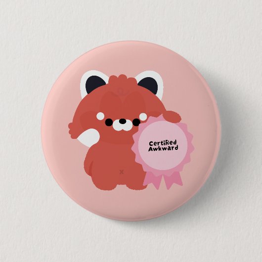 Gecertificeerde Onbeholpen Rode Panda Ronde Button 5,7 Cm (Voorkant)