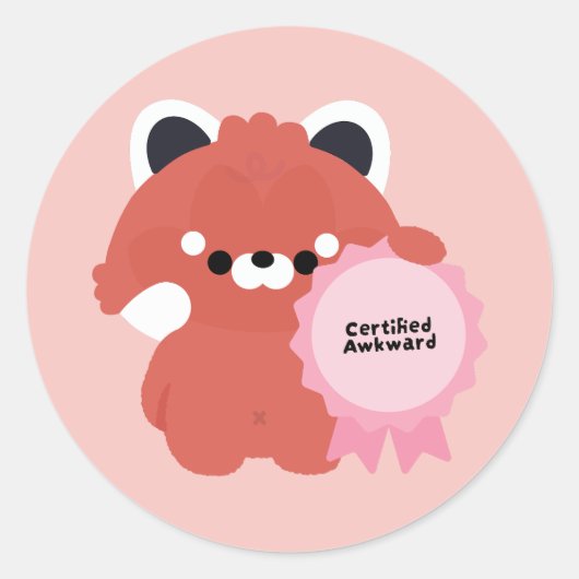 Gecertificeerde Onbeholpen Rode Panda Ronde Sticker (Voorkant)