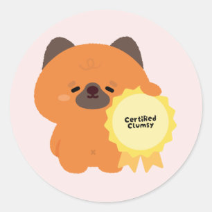 Gecertificeerde Onhandige Duitse Herdershond Puppy Ronde Sticker