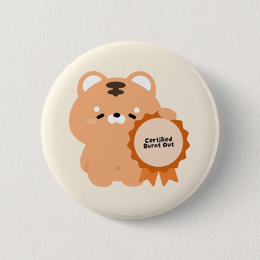 Gecertificeerde Opgebrande Tijger Ronde Button 5,7 Cm (Voorkant)