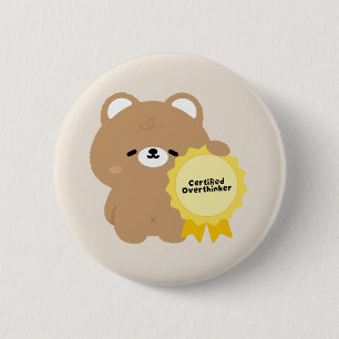 Gecertificeerde Overdenker Bruine Beer Ronde Button 5,7 Cm