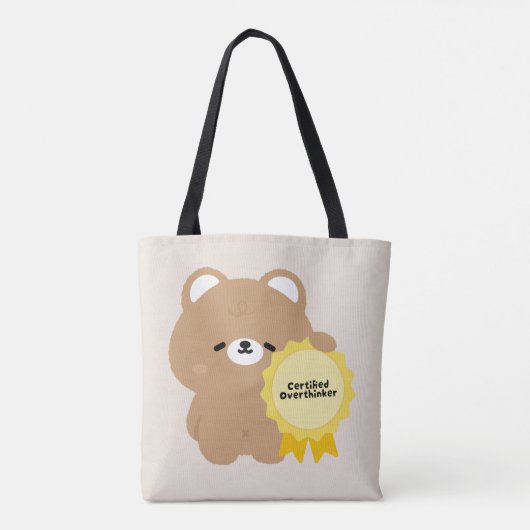 Gecertificeerde Overdenker Bruine Beer Tote Bag (Achterkant)