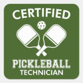 Gecertificeerde Pickleball-technicus Vierkante Sticker (Voorkant)