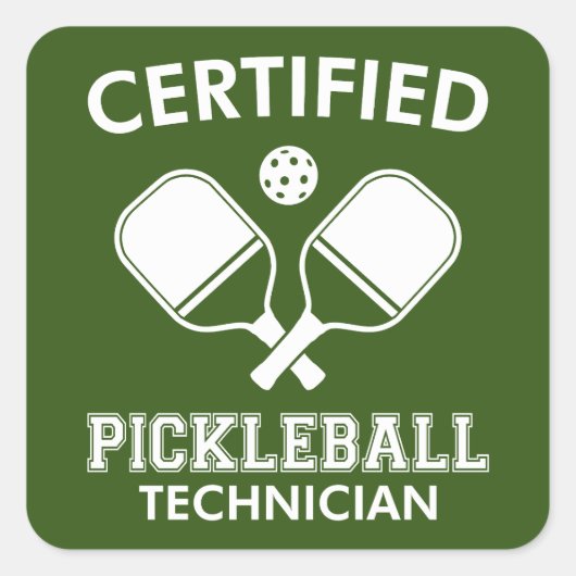 Gecertificeerde Pickleball-technicus Vierkante Sticker (Voorkant)