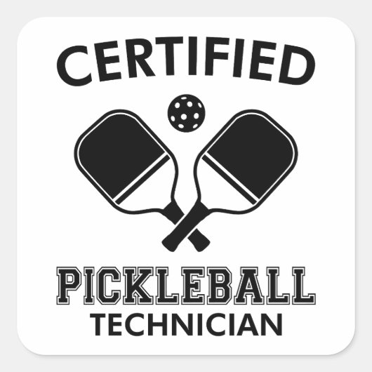 Gecertificeerde Pickleball-technicus Vierkante Sticker (Voorkant)