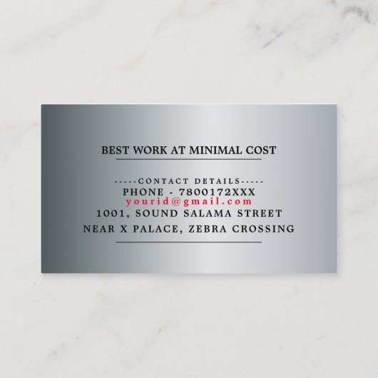 Gecertificeerde Plumber Silver met tape-sjabloon Visitekaartje (Achterkant)