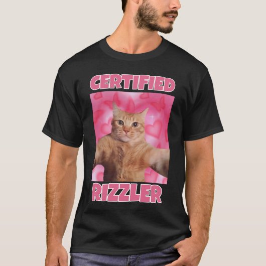 Gecertificeerde RIZZLER kattenmeme T-shirt (Voorkant)
