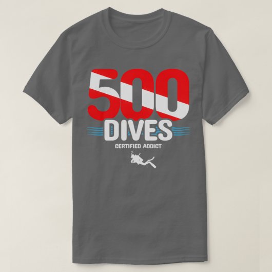 Gecertificeerde Scuba Diver 500 duikt op scuba scu T-shirt (Design voorkant)