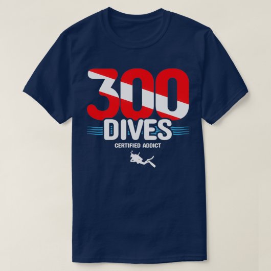 Gecertificeerde Scuba-duiker 300 duikt op scuba-du T-shirt (Design voorkant)