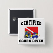 Gecertificeerde SCUBA-server Vierkante Button 5,1 Cm (Voorkant /achterkant)